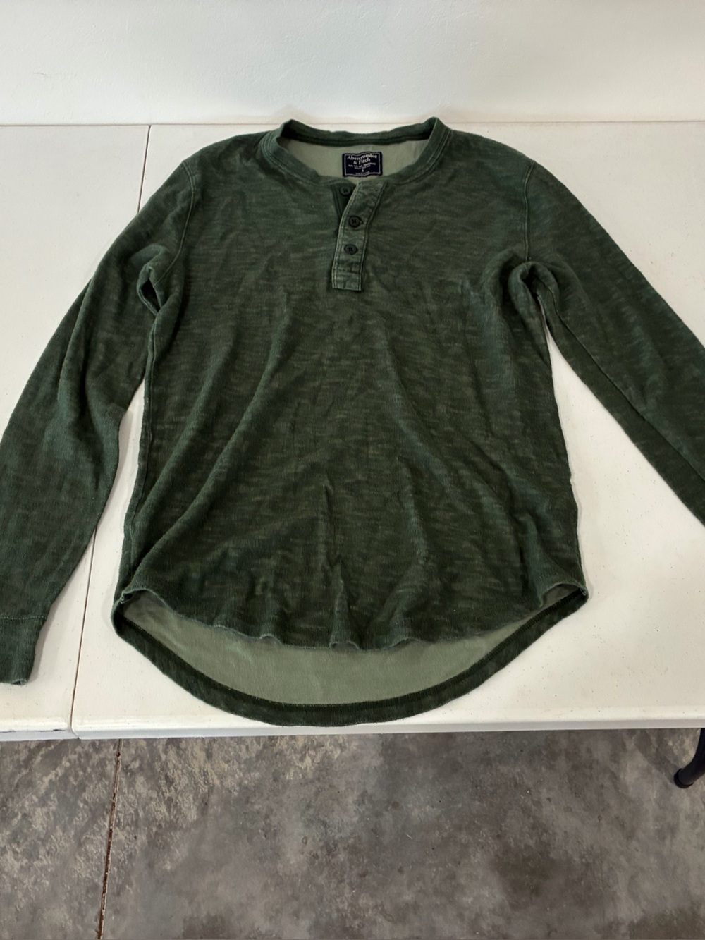 Abercrombie &Fitch Dark Green Henley Long-Sleeve Shirt